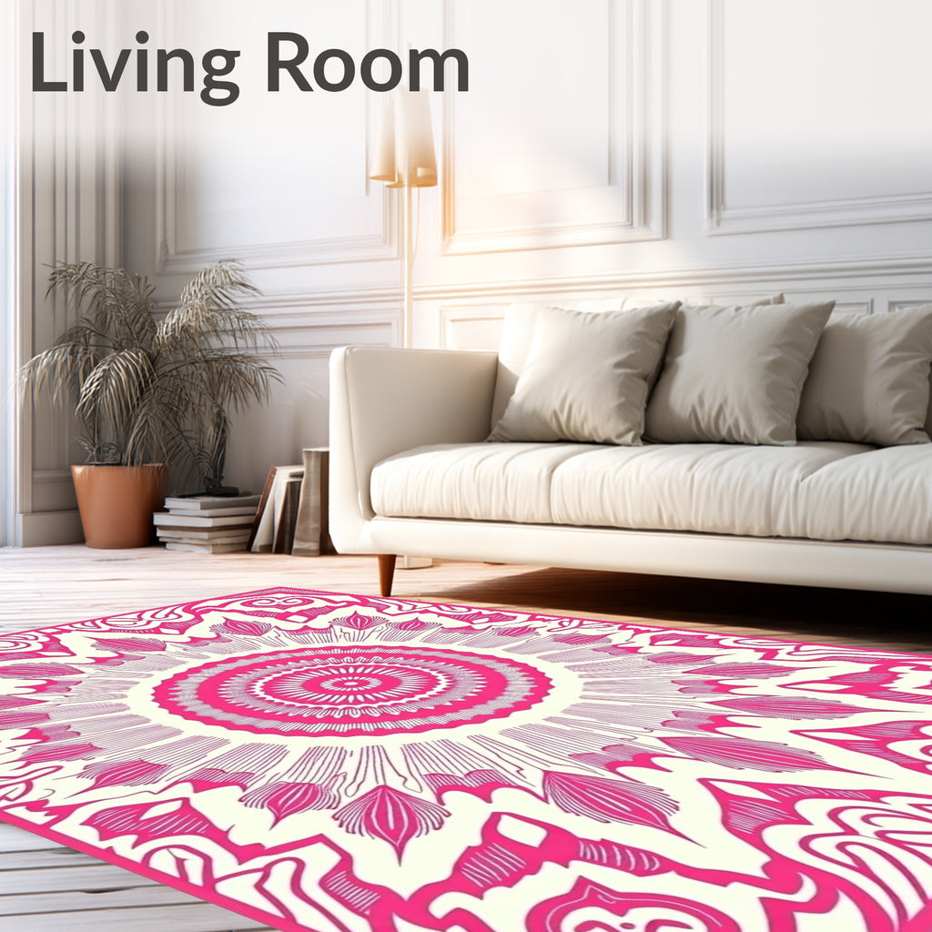 Vibrant Pink Mandala Pattern Rug