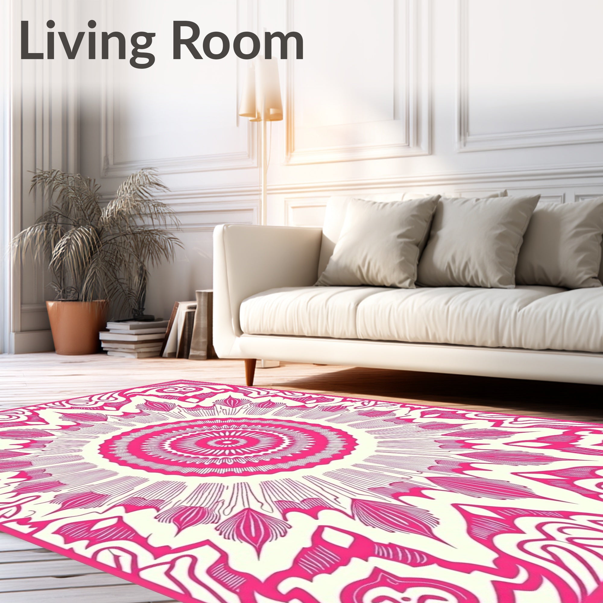 Vibrant Pink Mandala Pattern Rug
