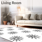 Starburst Radial Black White Pattern Rug