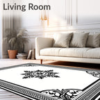 Ornate Floral Mandala Border Rug