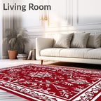 Red White Floral Swirl Pattern Rug