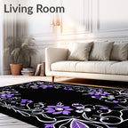 Ornate Floral Patterned Purple Rug