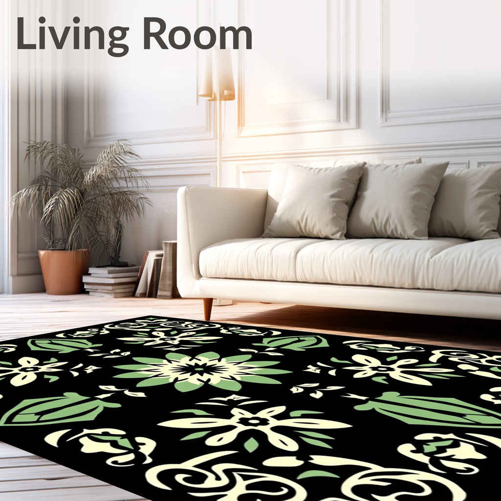 Stylized Floral Medallion Patterned Rug
