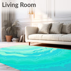 Abstract Aqua Swirl Pattern Rug