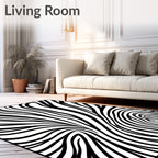 Abstract Black White Swirl Pattern Rug