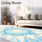 Intricate Blue White Floral Mandala Design Rug