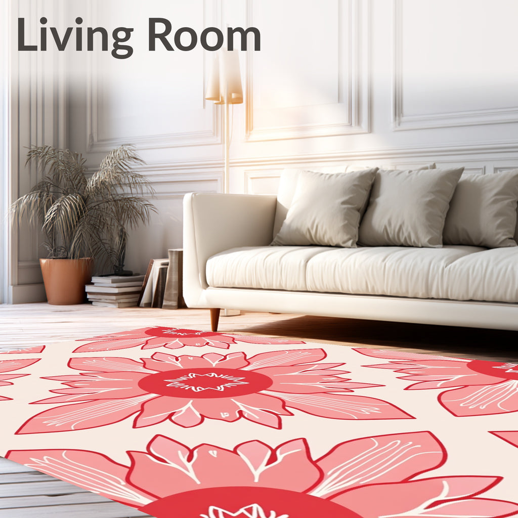 Floral Pattern In Pink and Cream Rug