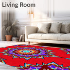 Vibrant Sunburst Mandala Pattern Rug