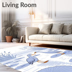 Two Cranes Beside Reeds Pattern Rug