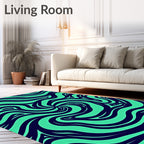 Abstract Teal Swirls Pattern Rug