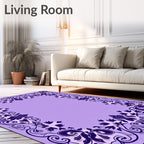 Ornate Floral Scrollwork Border Design Rug