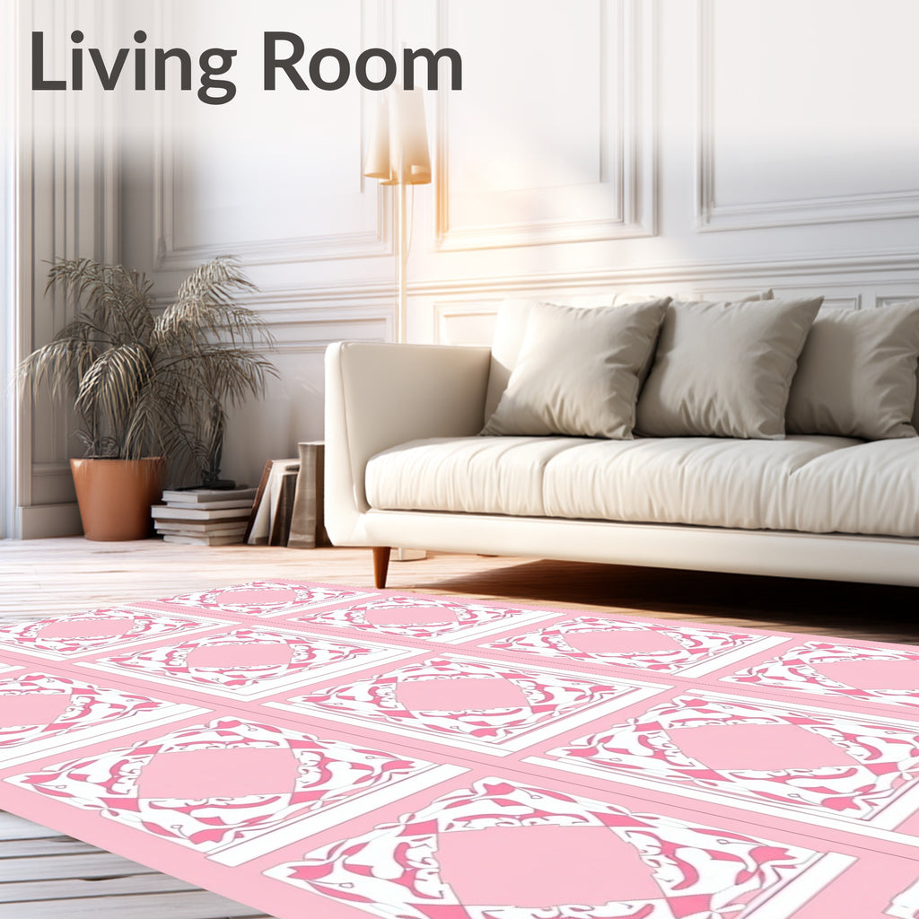 Pink Lattice Organic Pattern Rug