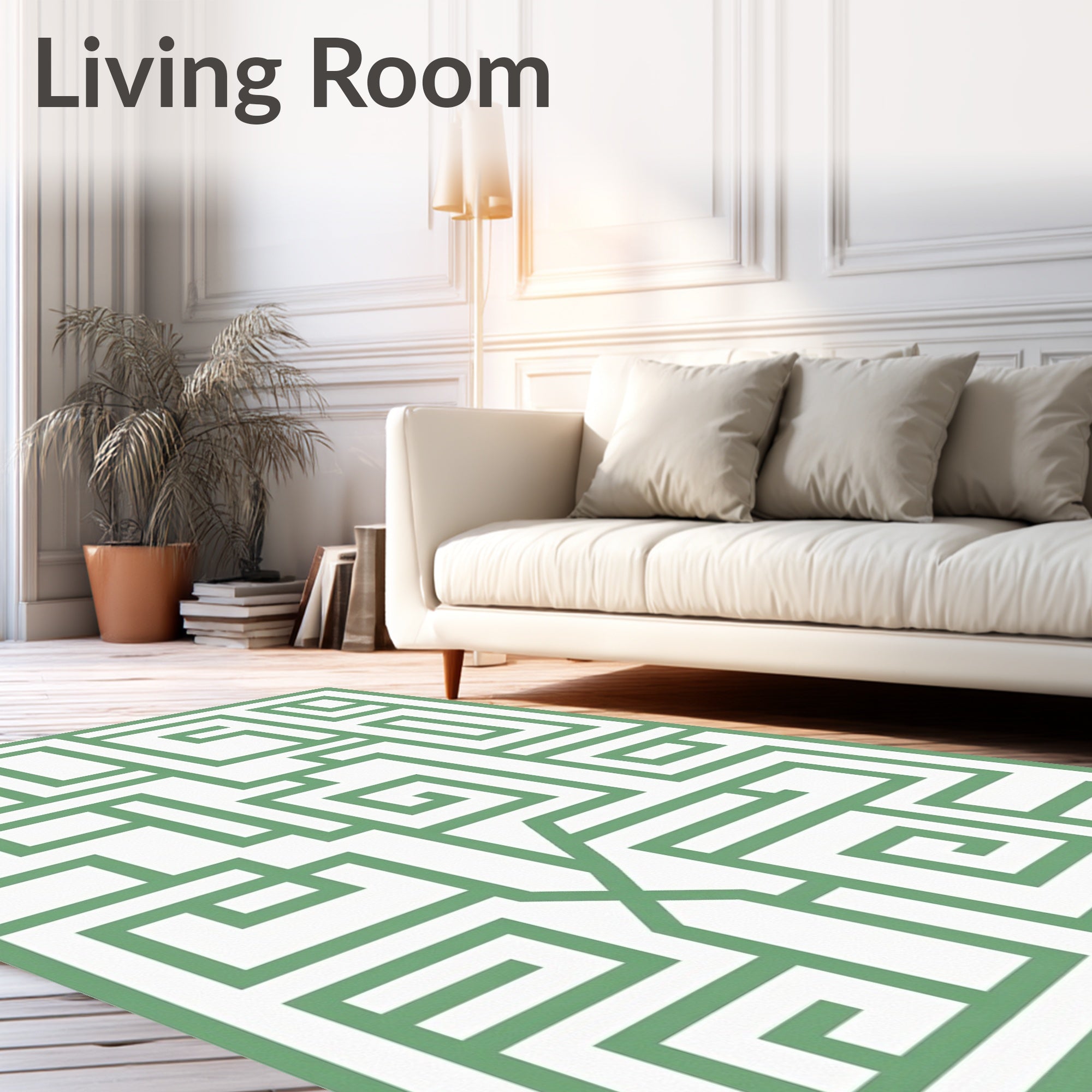 Green Maze Pattern Textile Design Rug