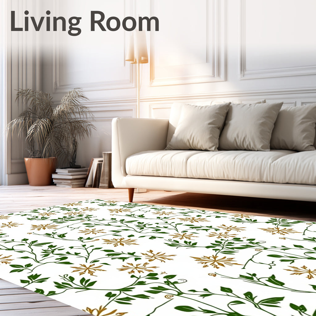 Verdant Gold Starburst Vine Flourish Rug