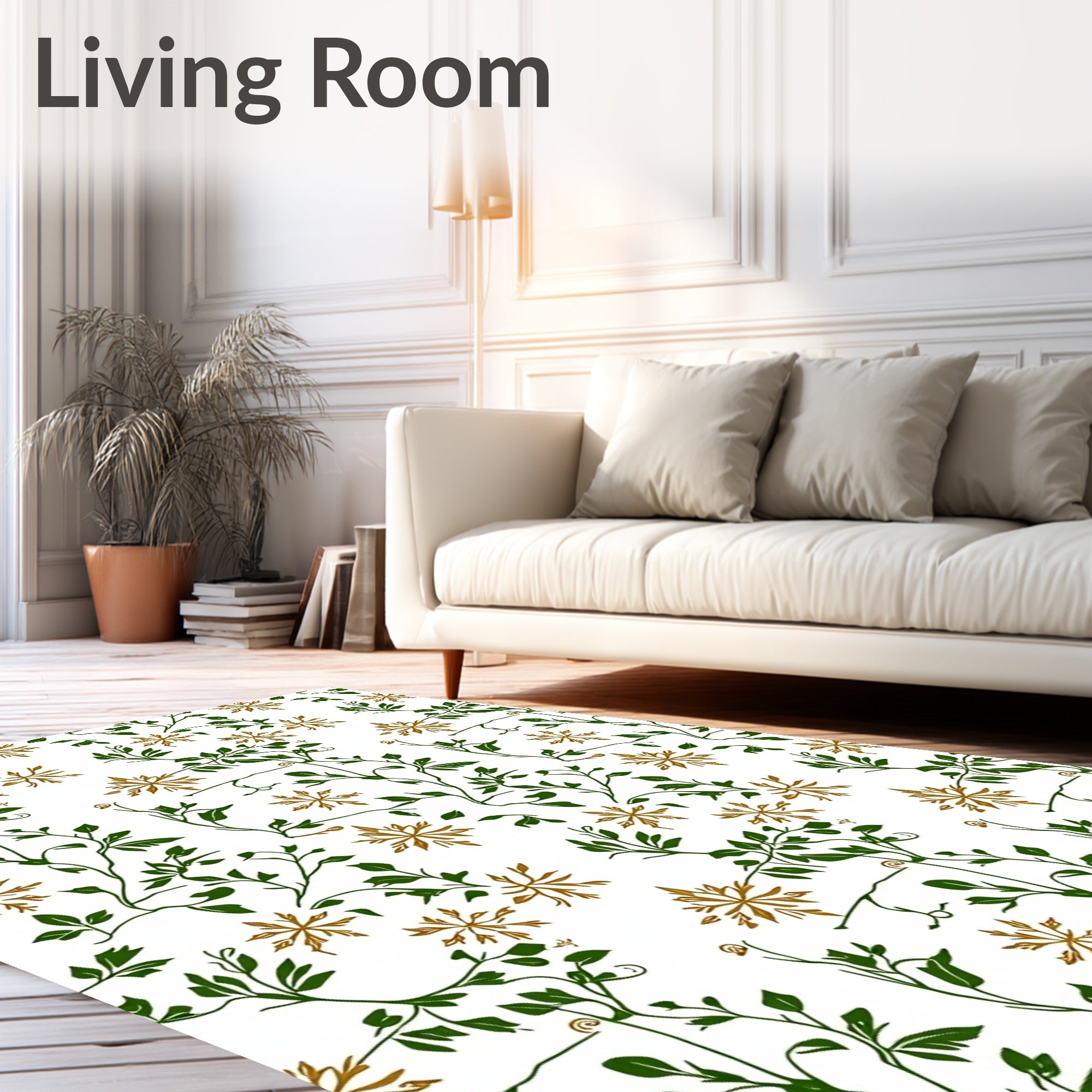 Verdant Gold Starburst Vine Flourish Rug