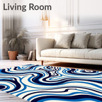 Abstract Blue Swirl Pattern Rug