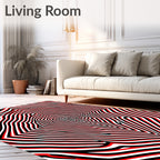 Psychedelic Black Red Swirl Design Rug
