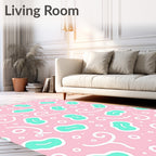 Playful Pink Teal Amoeba Swirls Rug
