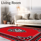 Red Mask Geometric Pattern Rug