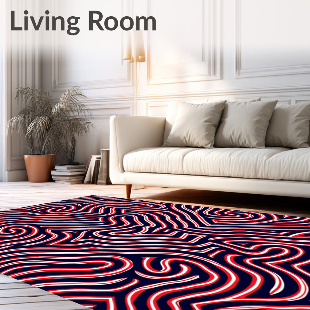 Navajo Red White Wavy Maze Rug