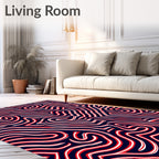 Navajo Red White Wavy Maze Rug