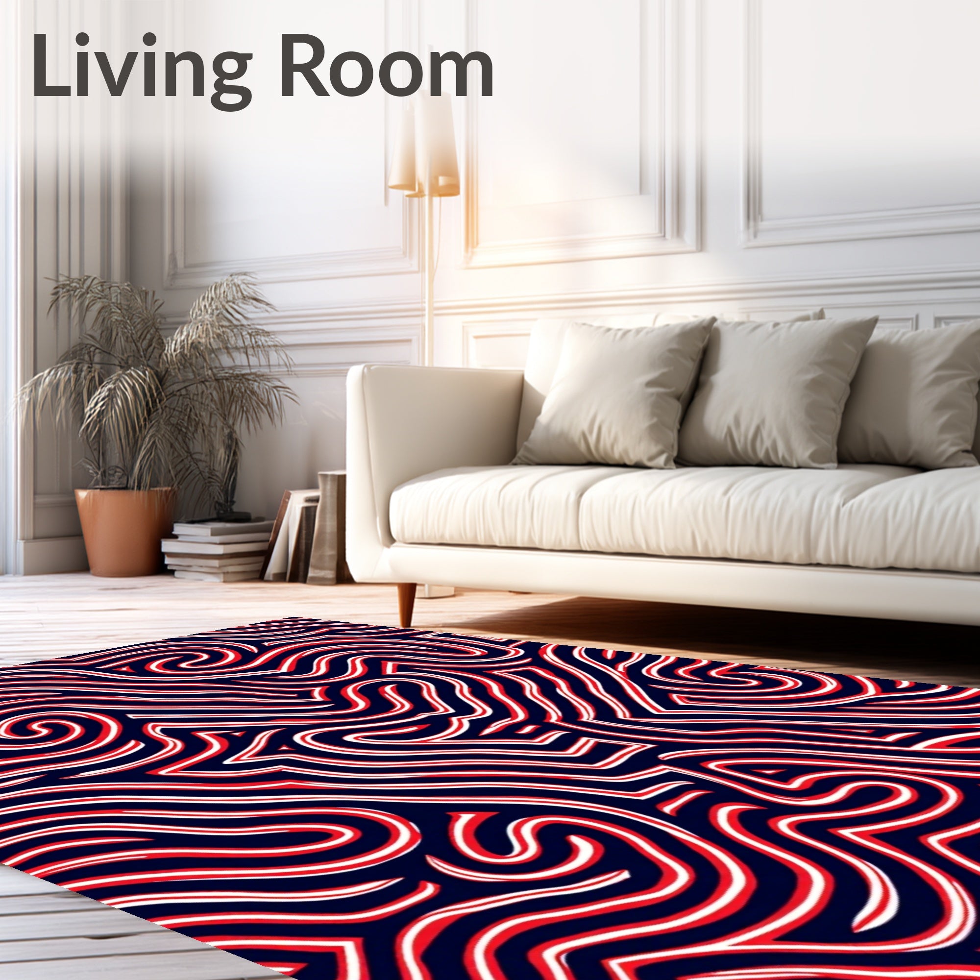Navajo Red White Wavy Maze Rug