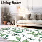 Green Leaf and Flower Pattern Rug