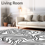 Abstract Black White Contour Rug