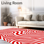 Crimson Swirl Optical Illusion Rug