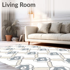 Gray Beige Swirl Diamond Pattern Rug