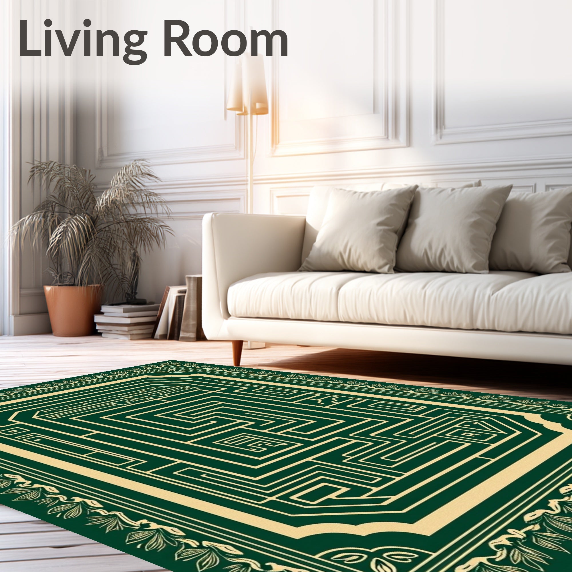 Intricate Maze Patterned Frame Rug