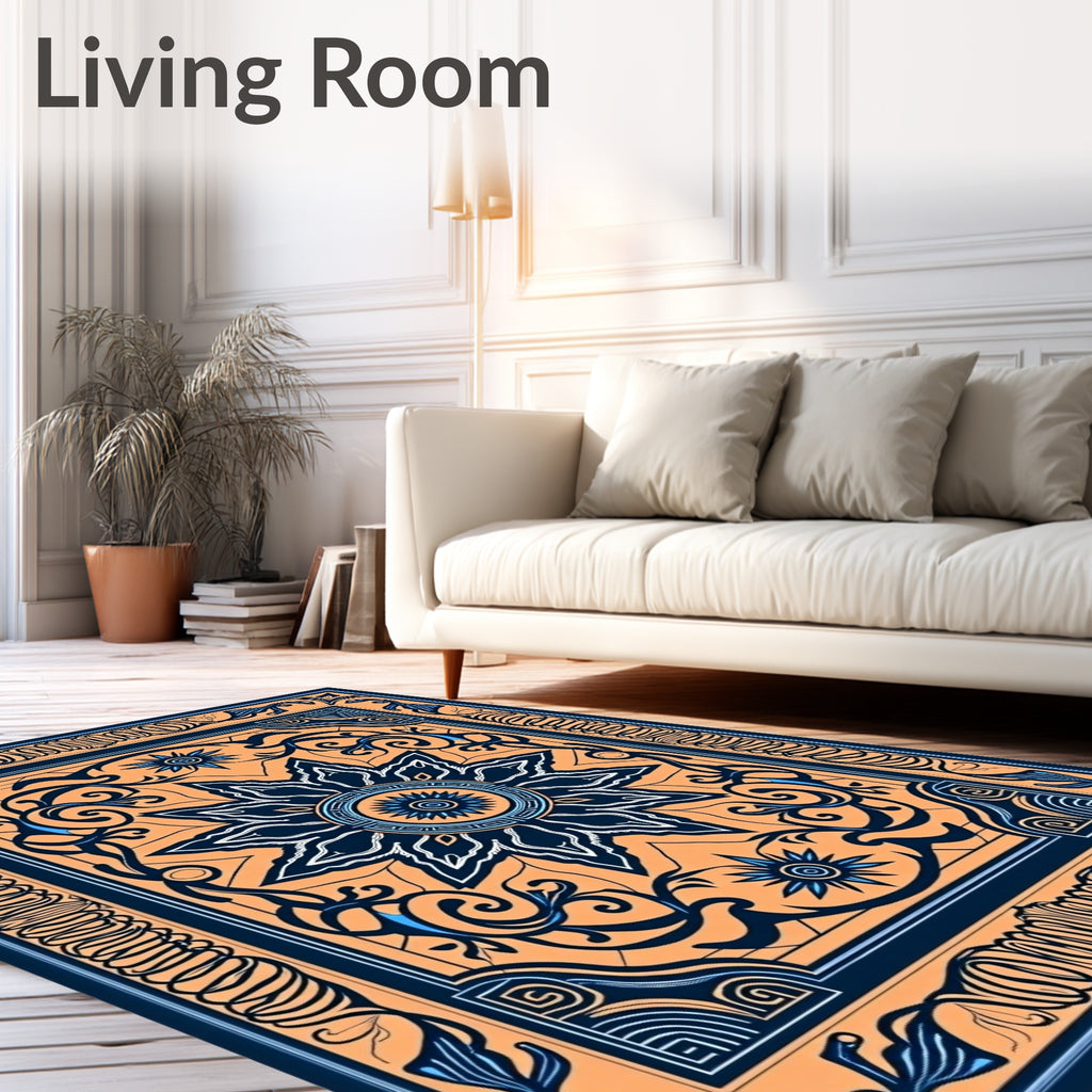 Intricate Floral Medallion Border Rug