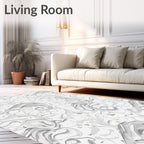 Monochrome Swirl Abstract Design Rug