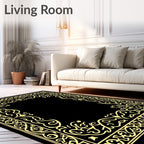 Elaborate Golden Scroll Border Rug