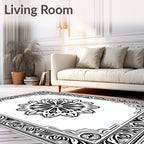 Elegant Black and White Mandala Rug