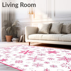 Fuchsia Snowflake Scatter Holiday Rug