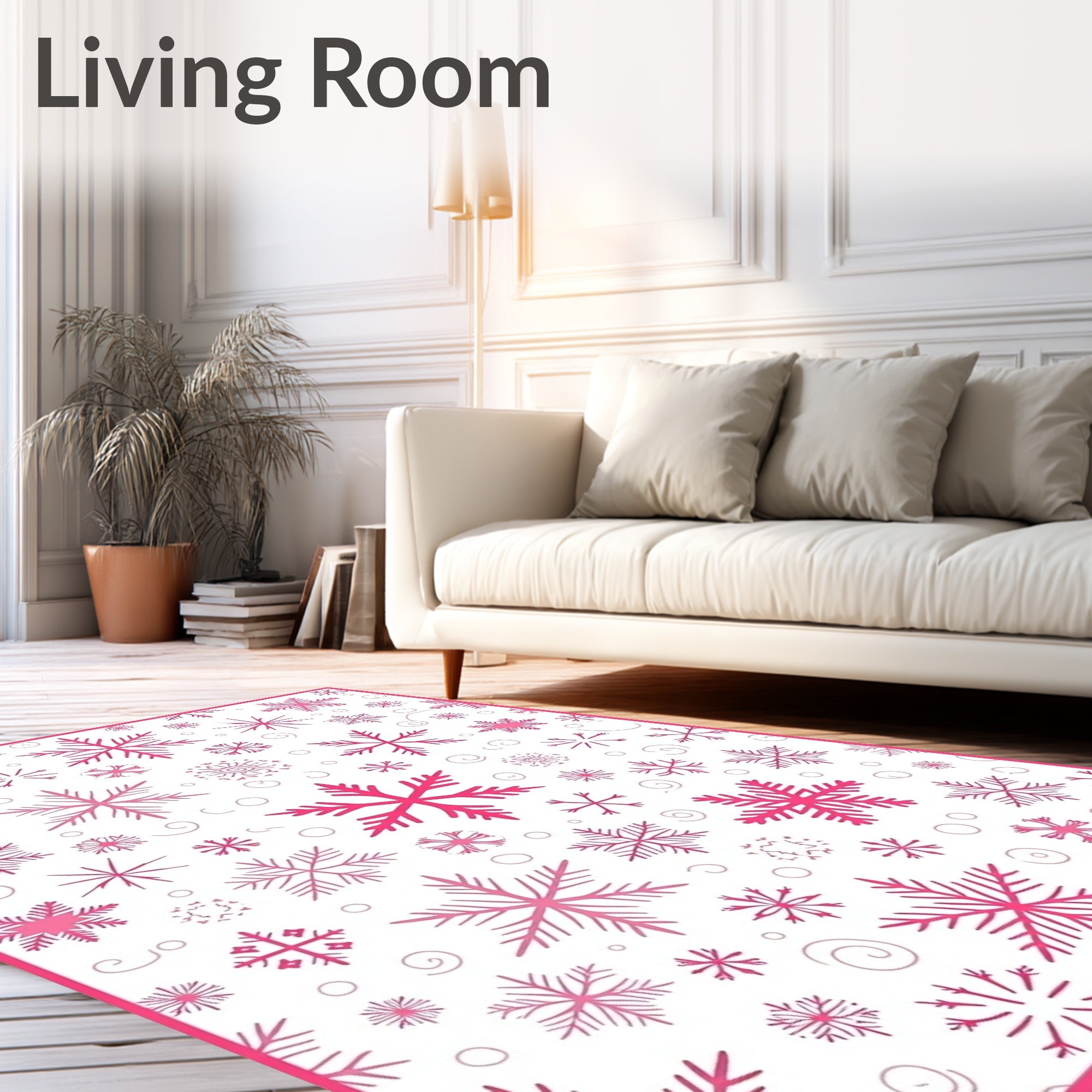 Fuchsia Snowflake Scatter Holiday Rug