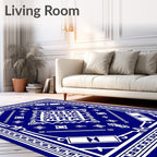 Bold Blue White Geometric Pattern Rug