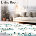 Soft Teal Abstract Organic Pattern Rug