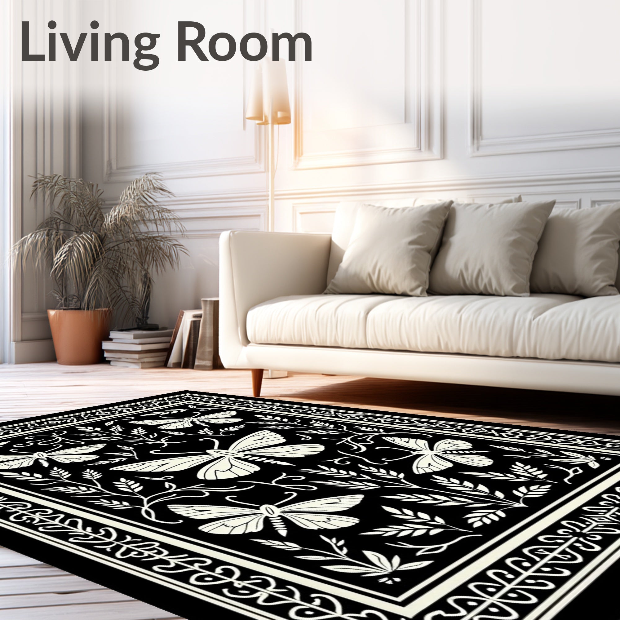 Moth Floral Decorative Pattern Design Rug