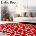 Red Hexagonal Star Pattern Rug
