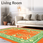 Orange Floral Nature Art Nouveau Rug