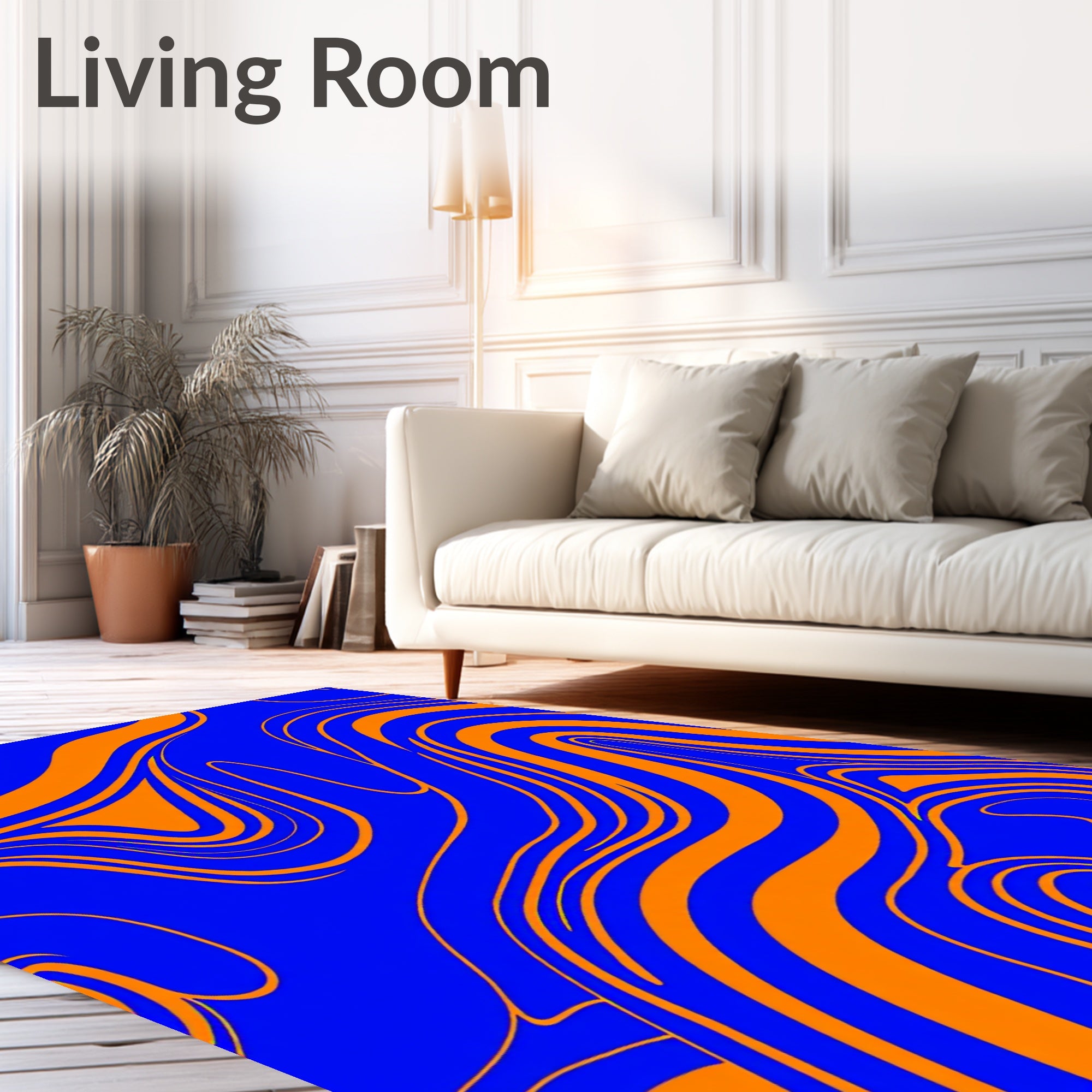 Amorphic Swirl Blue Orange Pattern Rug