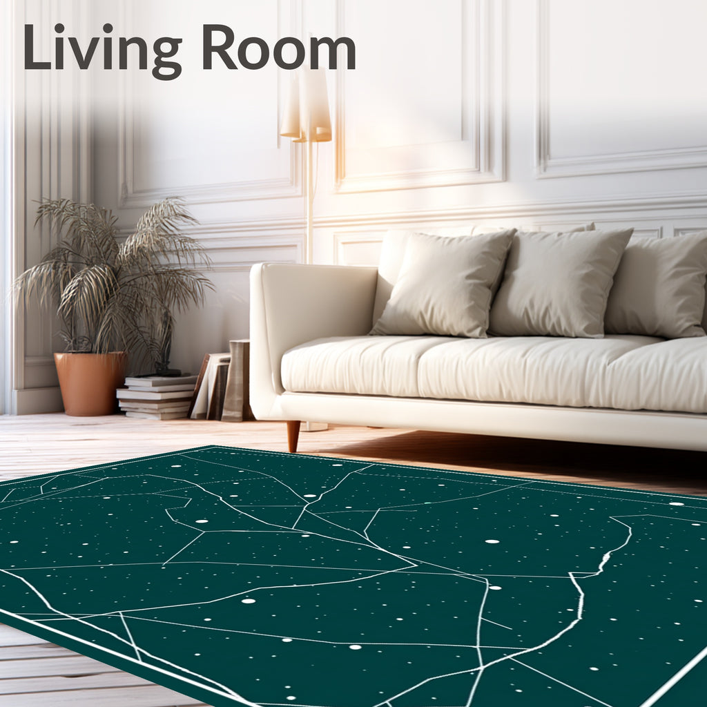 Cosmic Map With White Lines Design Rug