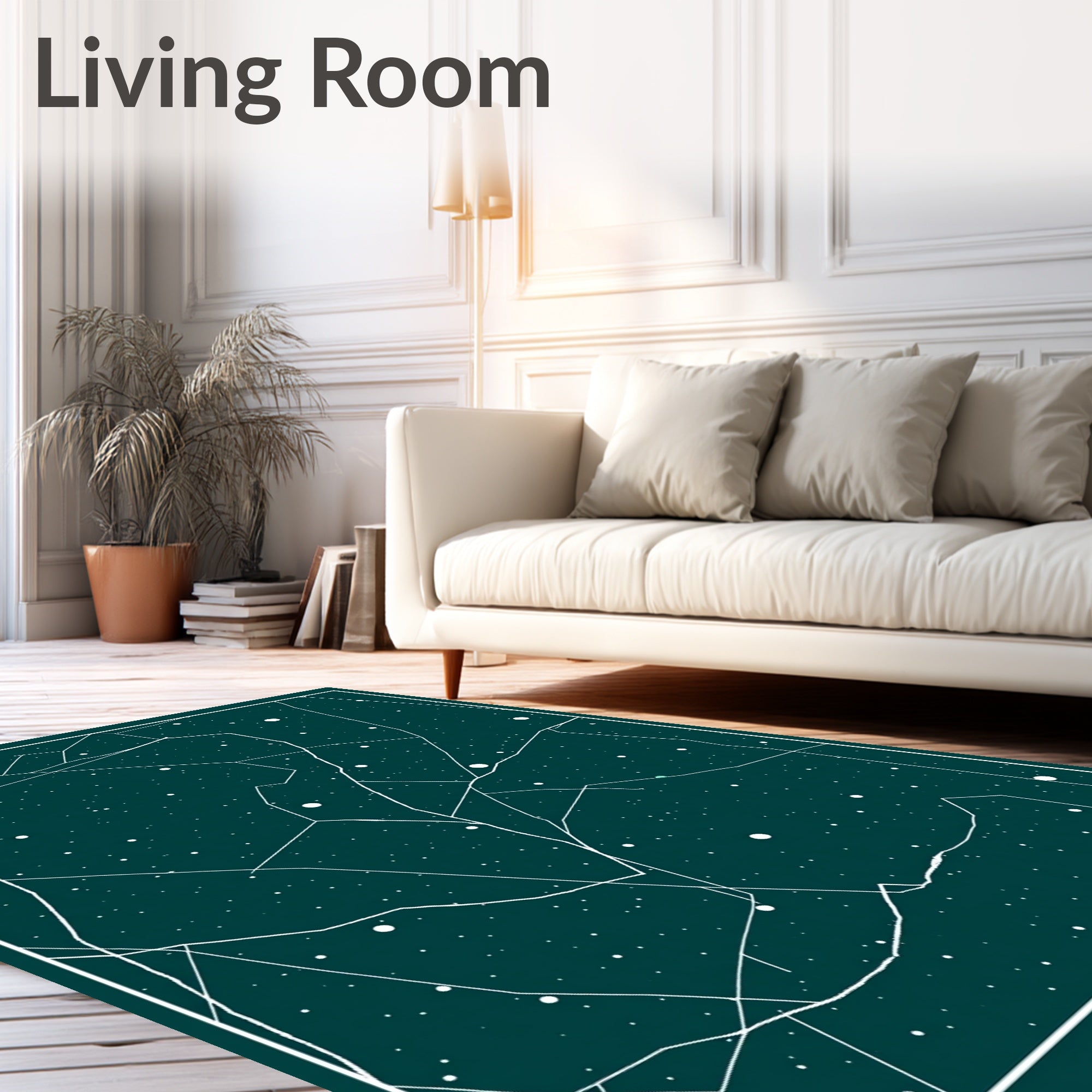 Cosmic Map With White Lines Design Rug