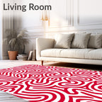 Crimson Red Labyrinth Swirl Rug
