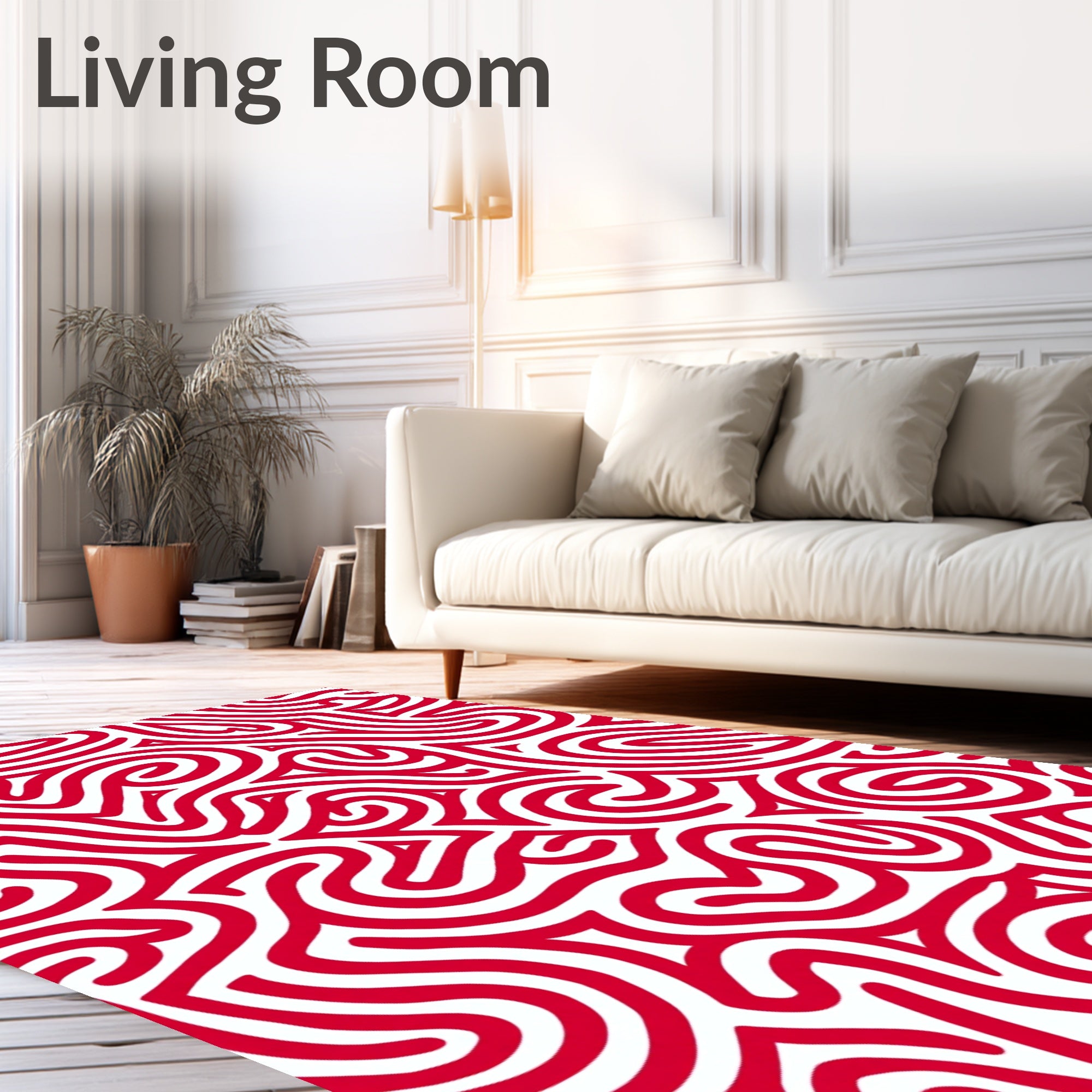 Crimson Red Labyrinth Swirl Rug