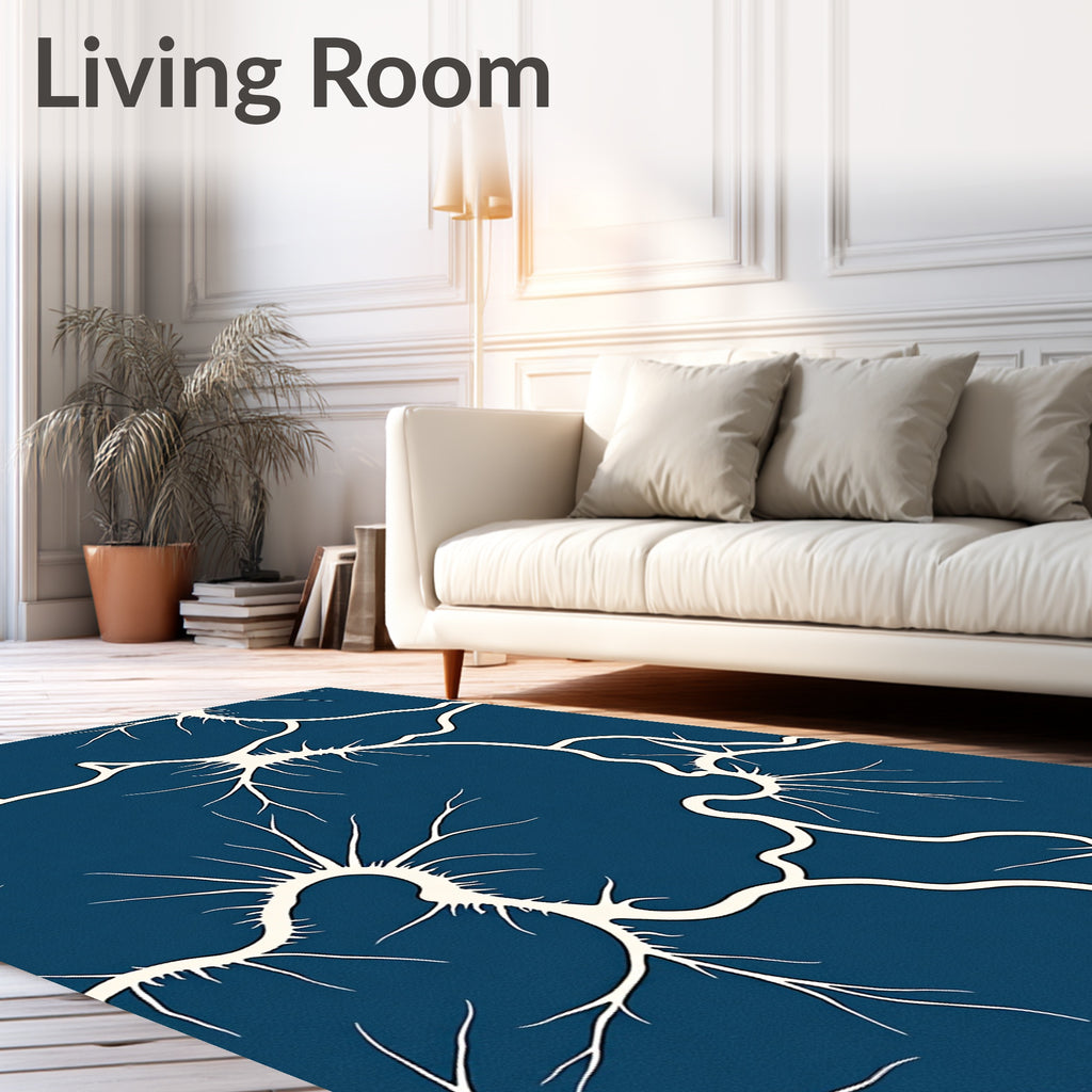 Abstract White Veined Organic Pattern Rug