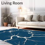 Abstract White Veined Organic Pattern Rug