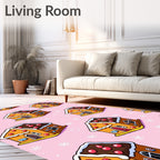 Whimsical Gingerbread House Snowflakes Rug